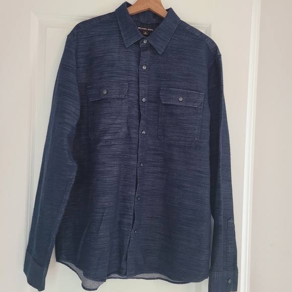 MICHAEL KORS Blue Denim Cotton  Slim Button Up Shirt   Size XL - Picture 8 of 8